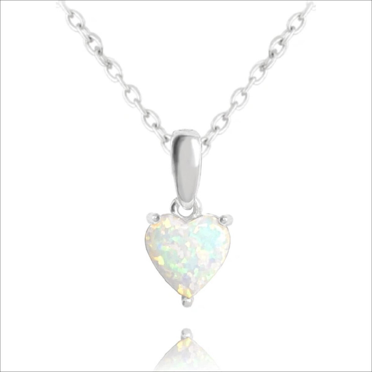 Minet Stříbrný srdíčko s bílým opálkem JMAS0138SN45;Minet Silver heart with white opal JMAS0138SN45