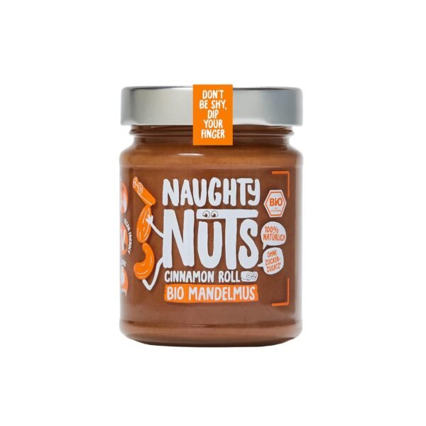 NAUGHTY NUTS Organic Almond Butter Cinnamon Roll | With Almonds & Cinnamon | 100% Natural & Vegan | No Palm Oil & Sugar | Ideal as Topping for Cereal | 250 g