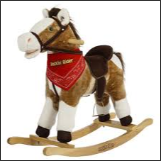 Wooden poles and wheels make the horse a rocker or a ride-on, depending on their arrangement. Changing from a ride-on to a rocker is very easy. You don't have to dismantle anything, just unfasten the strap and turn the wheels to the other side