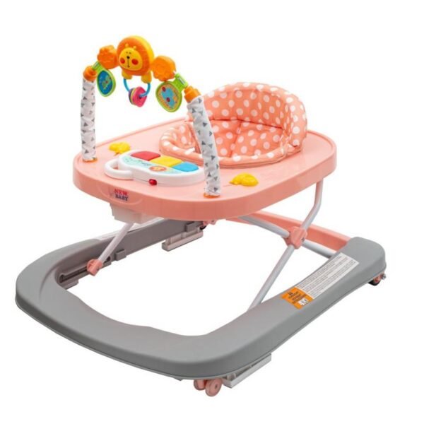 The piano contains 3 keys and is removable. The arch contains rotating toys with animal motifs and beads
