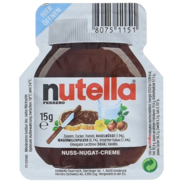 Nutella 15 g, pack of 20 with portion packs for a perfect breakfast