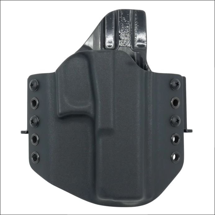 OWB Glock 17 - external pistol holster with half SweatGuard RH Holsters® 1 A durable Kydex outside-the-waistband (OWB) holster designed for Glock 17/22/31 pistols, featuring a half SweatGuard for enhanced comfort and protection.
