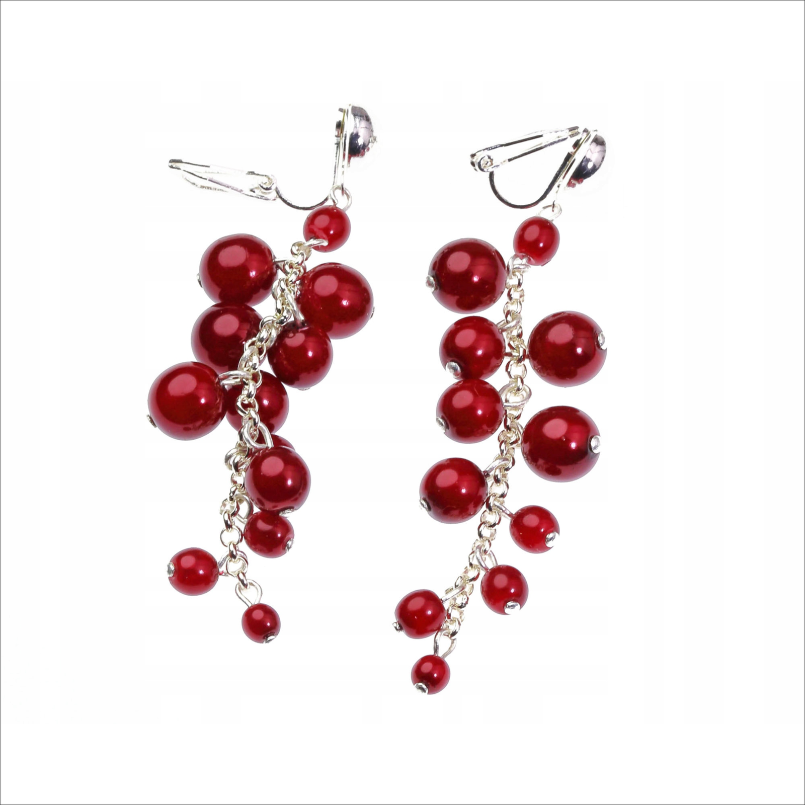 SzeblaJacek,PEARL CLIPS HANGING CLUSTERS BURGUNDY BURGUNDY FASHIONABLE CZECH PEARLS JABLONEX 1 SzeblaJacek,PEARL CLIPS HANGING CLUSTERS BURGUNDY BURGUNDY FASHIONABLE CZECH PEARLS JABLONEX