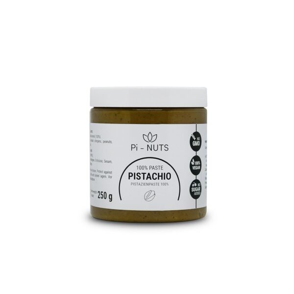 Pi-nuts Pistachio Paste 100% No Additives - Pistachio Cream - Pistachio Pus Made from Peeled Pistachio Seeds - For Baking and Desserts - 250 g