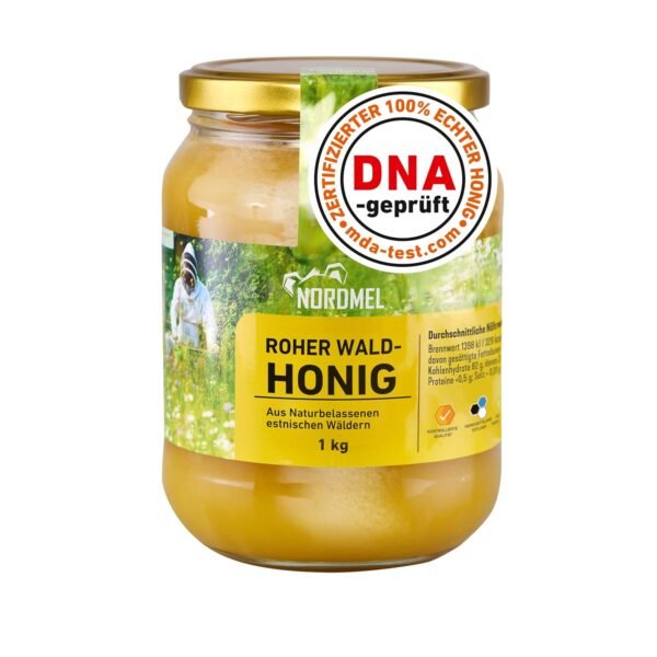 Pure Wild Natural Raw Honey 1kg Unfiltered Natural Honey from the Baltic Forest in Estonia Sustainably Harvested with 100% Green Energy