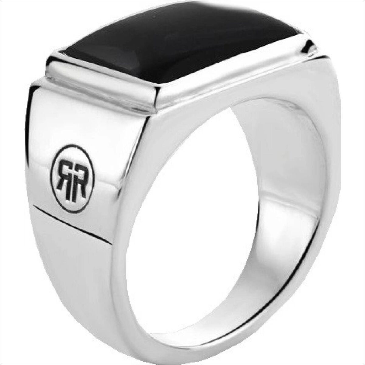 Rebel&Rose;Rebel&Rose silver ring Square Onyx Lowneck RR RG030 S;Rebel&Rose