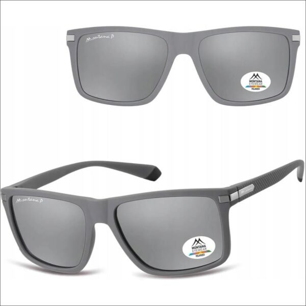 Rectangular Polarized Mirror Sunglasses MP197C Gray/Silver