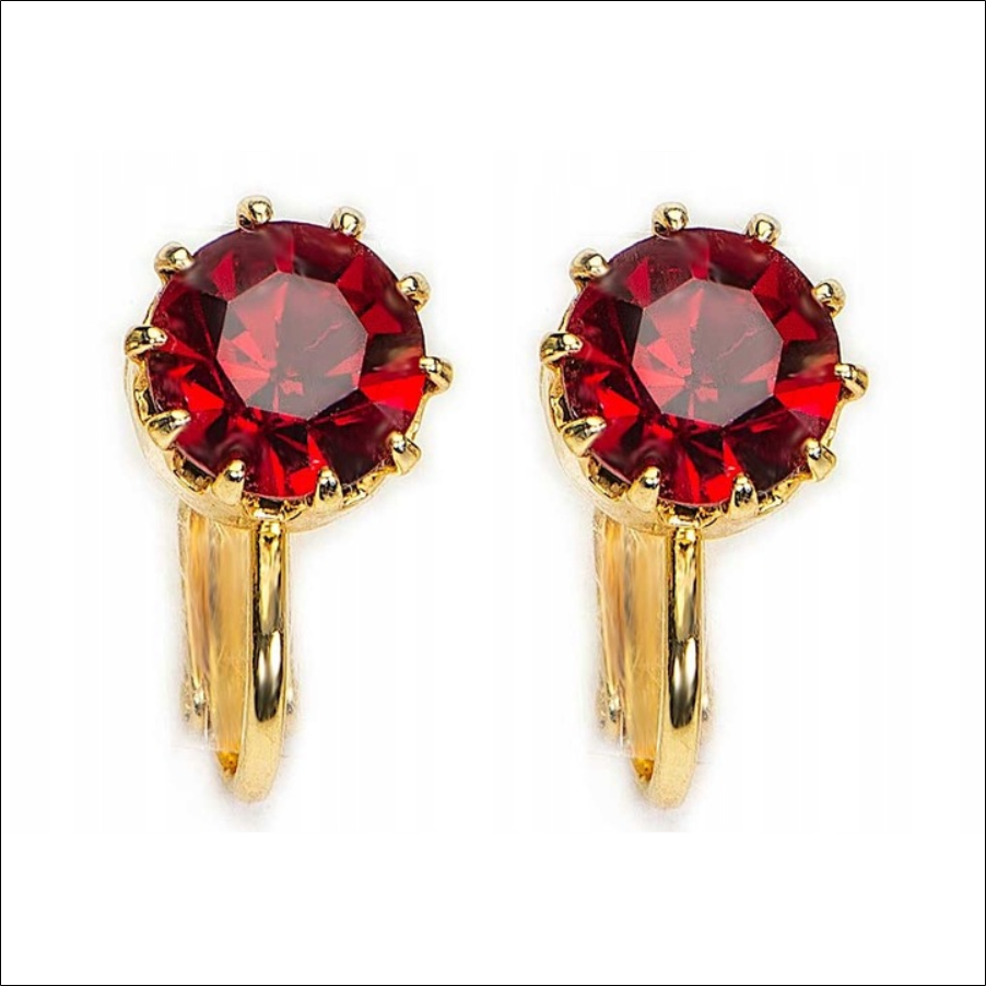 Jablonex-Kiara,Red Gold Swarovski Clips Burgundy Small Classic Ears Elegant 1 Jablonex-Kiara,Red Gold Swarovski Clips Burgundy Small Classic Ears Elegant