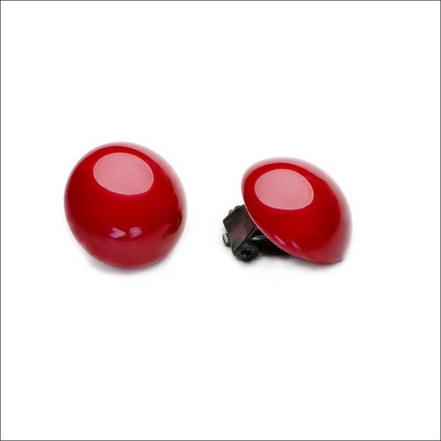 ablonex-Kiara,Red Half-Ball Ear Clips Glass Formal Czech Pearls Medium Fashion 1 ablonex-Kiara,Red Half-Ball Ear Clips Glass Formal Czech Pearls Medium Fashion