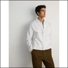 Reserved - Comfort shirt with a linen blend - white