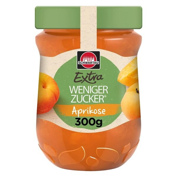 Schwartau Extra Less Sugar Apricot, Sugar-Reduced Fruit Spread, 300 g
