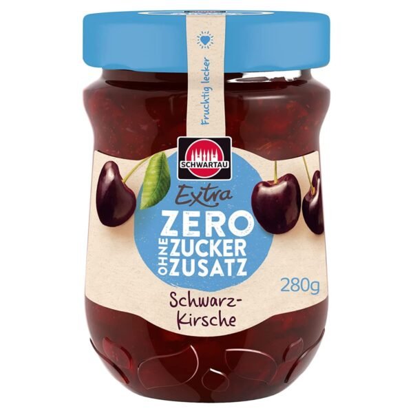 Schwartau Extra Zero Black Cherry, Fruit Spread without Added Sugar, 15 kcal per 25 g, 280 g