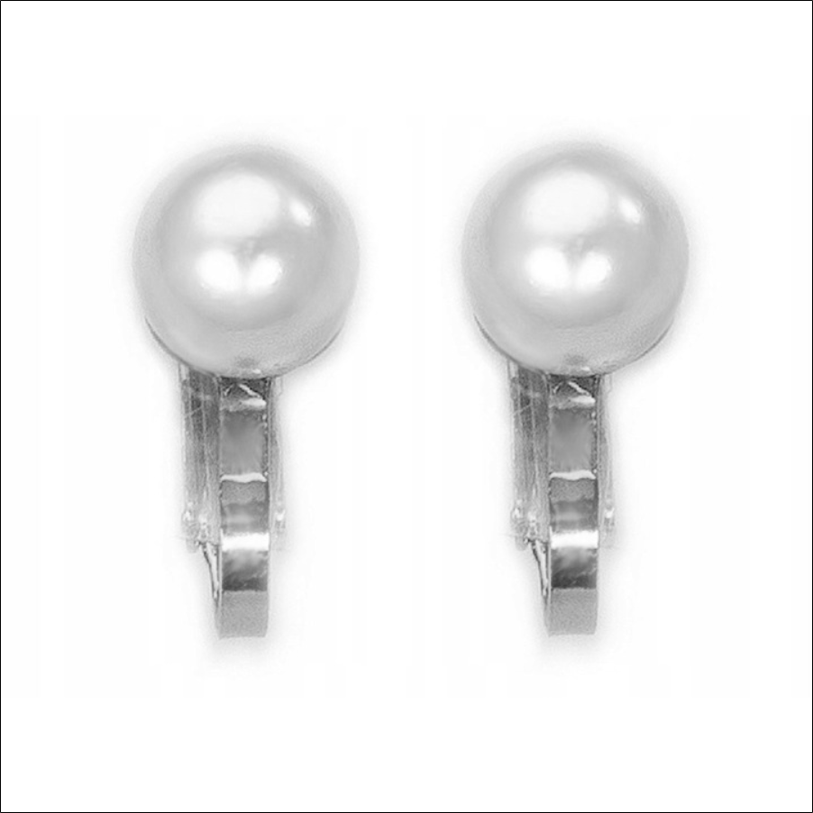 Jablonex-Kiara,Silver Pearl White Ball Ear Clips Kiara 1 Jablonex-Kiara,Silver Pearl White Ball Ear Clips Kiara