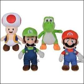 The plush characters faithfully represent the characters of the game, which takes place in the Mushroom Kingdom, where the challenges are to rescue Princess Peach, who is trapped in the castle. The mascots are made of soft plush, their eyes and the logo on the hat are embroidered