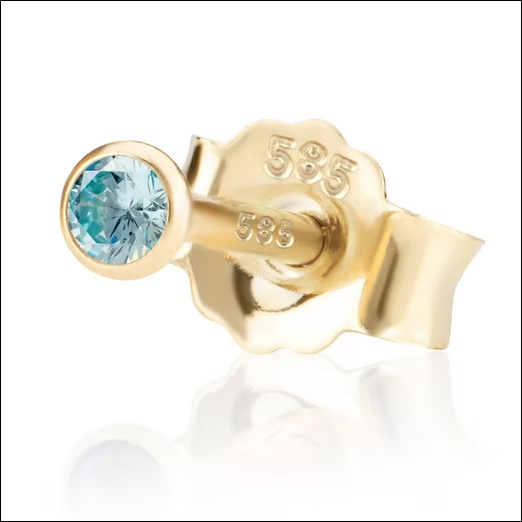 Single Stud Earrings Single 2.0mm 585 Yellow Gold 14 K Stud Earrings Zircon;Boucles d'oreilles Simples Boucles d'oreilles Simples en Or Jaune 2,0 mm 585 14 K Zircon