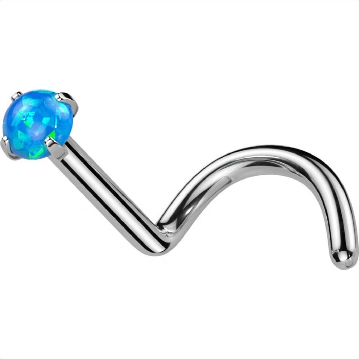 Steel Edge;Steel Edge titanium nose piercing with opal SET23NO9 Blue;Steel Edge