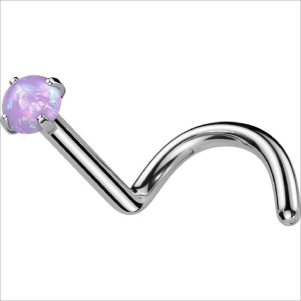Steel Edge;Steel Edge titanium nose piercing with opal SET23NO9 Purple;Steel Edge