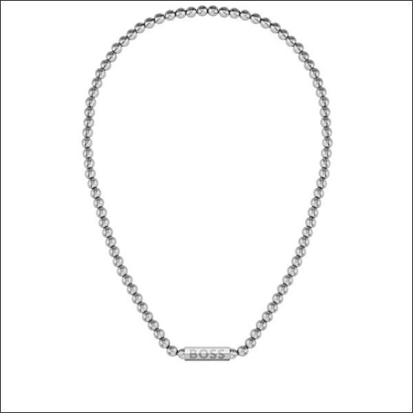 Steel necklace with beads Sphere 1580656;Collier en acier avec perles Sphère 1580656