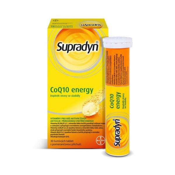 Supradyn CoQ10 Energy Effervescent Tablets (30 tablets) are designed to support energy levels and overall vitality.