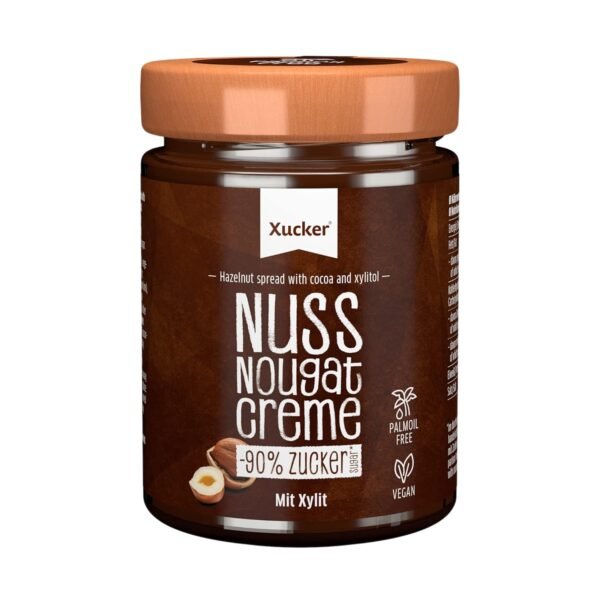 Xucker Nut Nougat Cream with Xylitol - Sweet Hazelnut Cream with Xylitol Sugar Replacement without Palm Oil I Vegan & Low Sugar Bread Spread with 33% Hazelnuts (300 g)