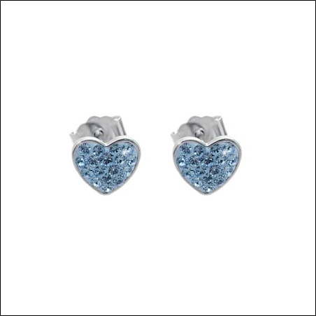 Blue earrings with Swarovski Elements Heart Aqua