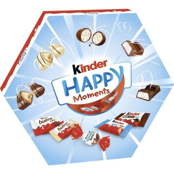Happy Moments offers a luxurious selection of chocolates, featuring a variety of indulgent treats that combine smooth milk chocolate with creamy fillings and crispy wafers.