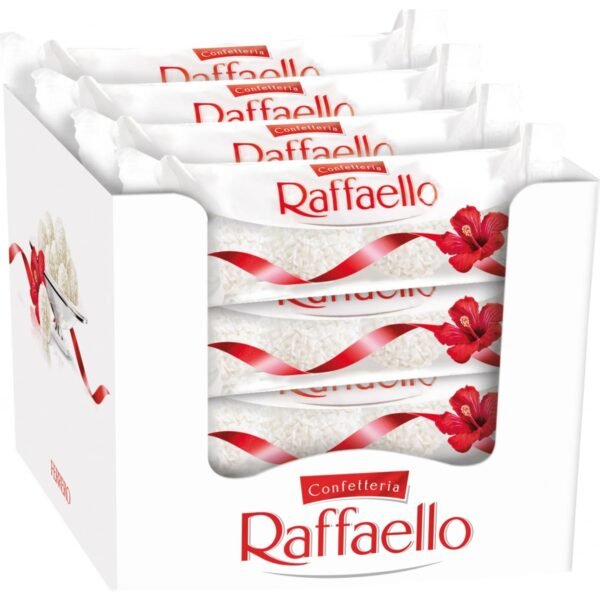 Ferrero Raffaello 40 g is a delectable treat that combines a creamy, smooth filling with a whole almond, all enveloped in a delicate layer of coconut.