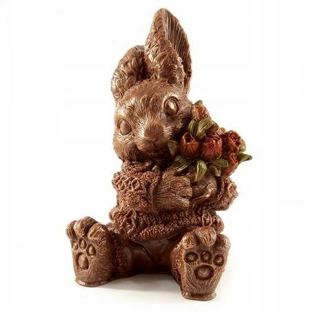 hare with a gift bouquet for easter