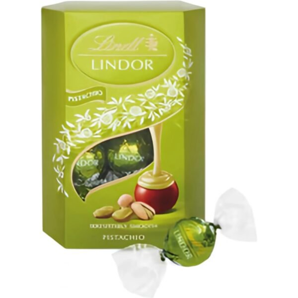 A luxurious assortment of smooth and creamy Lindor truffles with a rich pistachio filling, encased in a delicate chocolate shell.