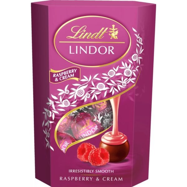 A delightful selection of smooth milk chocolate truffles filled with a luscious, creamy raspberry-flavored center.