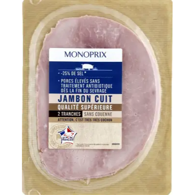 monoprix pork ham with lower salt content 2 slices