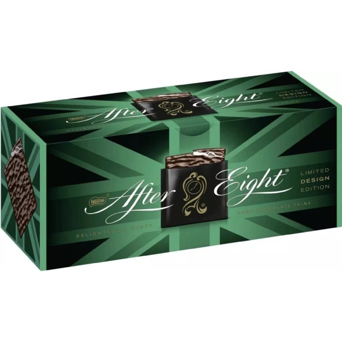 A classic treat of thin mint chocolate squares, featuring a refreshing mint filling encased in smooth dark chocolate.