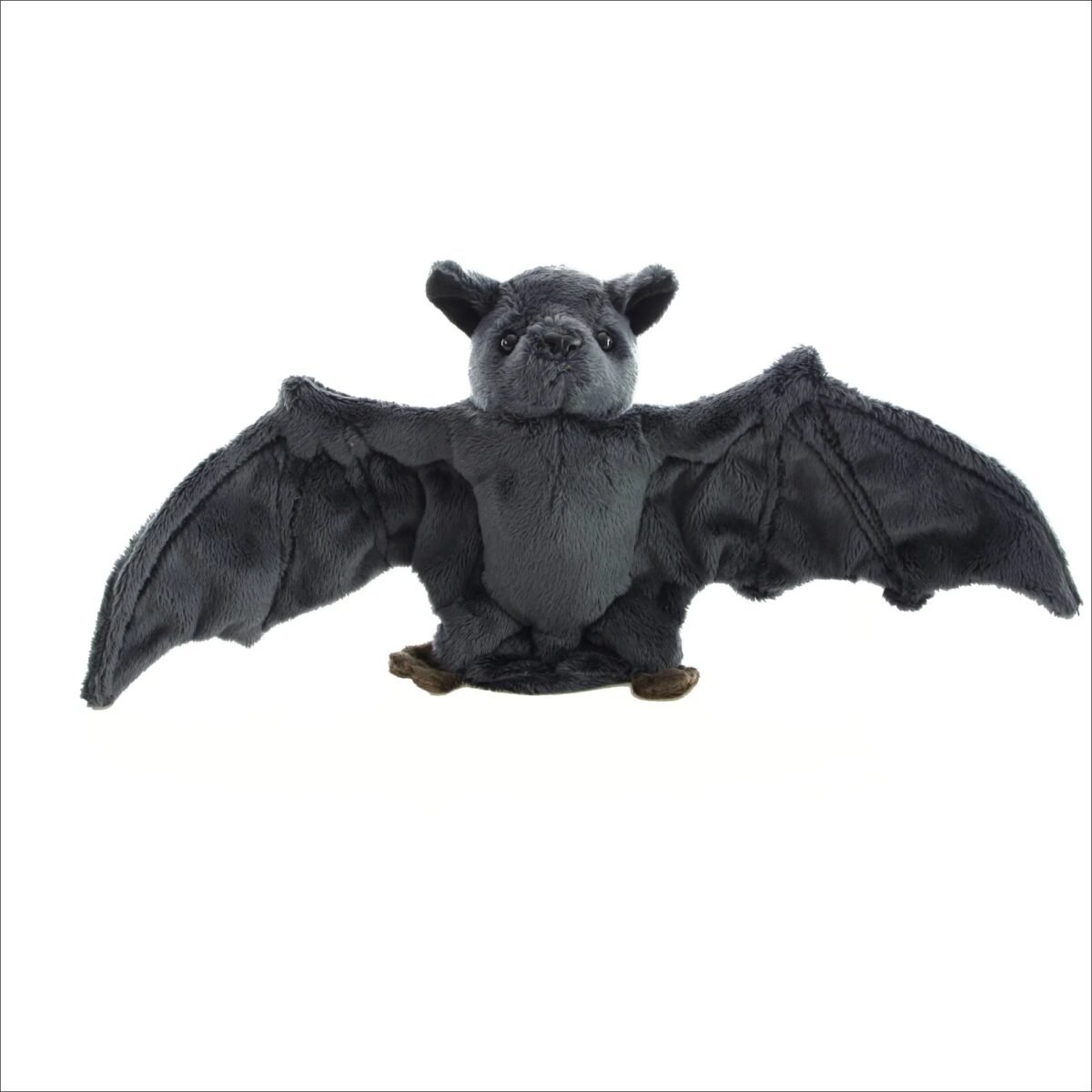 "Snuggle up with this adorable plush bat! Made with soft, velvety fabric, it features detailed wings and a cute face, making it the perfect cuddly companion for Halloween or any bat enthusiast."