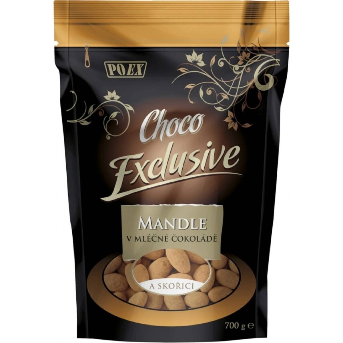 poex choco exclusive almonds in milk chocolate with cinnamon 700 g