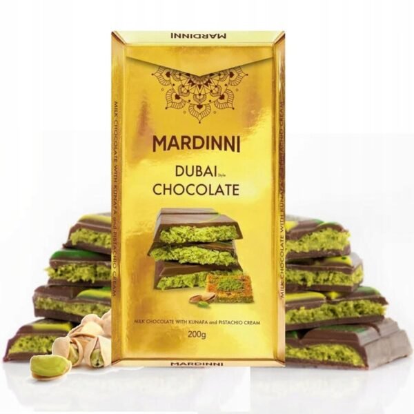 premium dubai milk chocolate with pistachio mass mardinni 200g