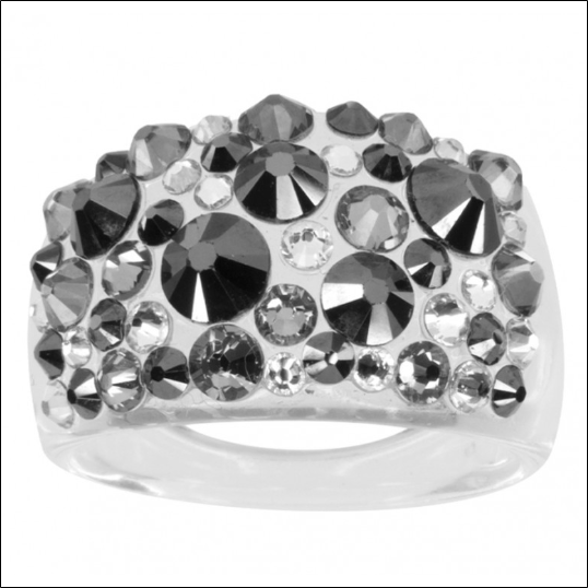 Ring BUBBLE 56 HEMATITE SWAROVSKI ELEMENTS