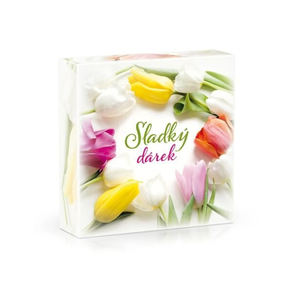 Sweet Gift (Tulips) - Selection of Belgian Pralines 65 g is a charming gift box filled with a delightful assortment of premium Belgian pralines.