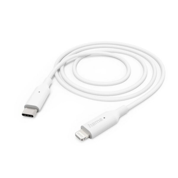 The Hama MFi USB-C to Lightning cable (1m, white) is a high-quality, certified cable designed for fast charging and data transfer for Apple devices, including iPhone 5 and newer models.