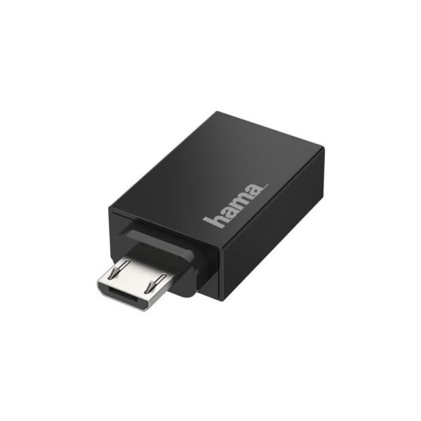The Hama Micro-USB-OTG to USB-A adapter allows you to connect USB-A peripherals, such as flash drives, keyboards, and mice, to your Micro-USB-enabled devices like smartphones and tablets.
