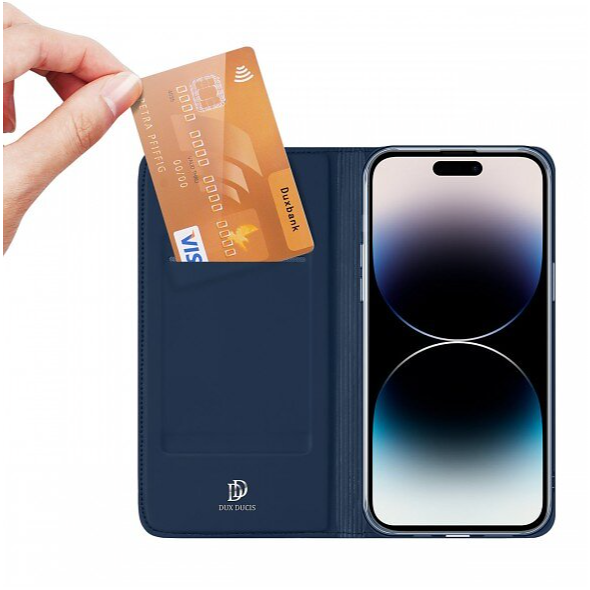 The Dux Ducis Skin Pro Wallet Case for iPhone 15 Pro combines premium protection with convenient card storage in a sleek, slim design.