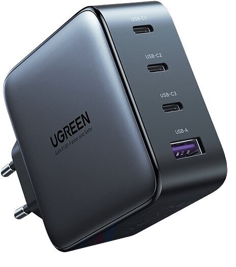 The Ugreen Nexode 100W 4-Port Charger is a high-powered charging solution featuring four ports (two USB-C and two USB-A), allowing you to charge multiple devices simultaneously with a total output of 100W.