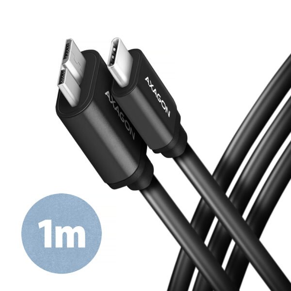 The AXAGON BUMM3-CM10AB SPEED cable is a versatile 1-meter cable designed for both microUSB and USB-C devices.