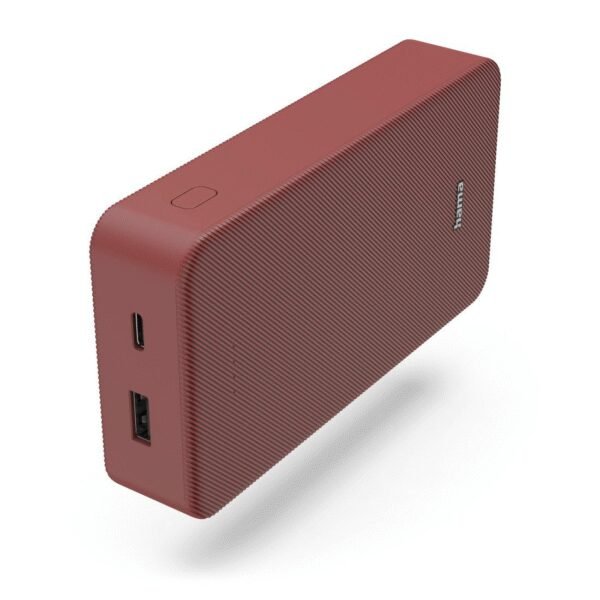 The HAMA Powerbank 20,000mAh is a high-capacity portable charger designed to provide reliable power for your devices on the go.