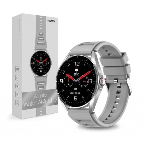 The ALIGATOR Watch with AMOLED display in silver combines style and technology.
