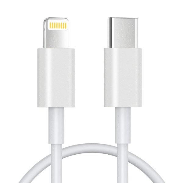 The Lightning to USB-C charging/data cable (1m, white) is MFi certified, ensuring full compatibility with Apple devices such as iPhone and iPad.