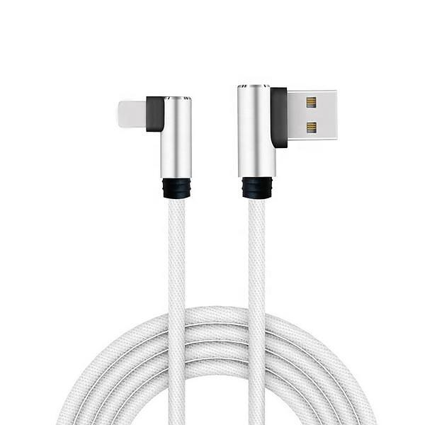 The NÖRDIC USB-A to Lightning Cable (3m) features a practical design with two angled connectors, offering better accessibility and flexibility for charging and data transfer.