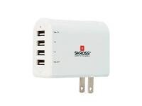The Skross US 4-Port USB Charger (Model 2.800100) is a versatile charging solution that offers four USB ports, allowing you to charge multiple devices simultaneously.