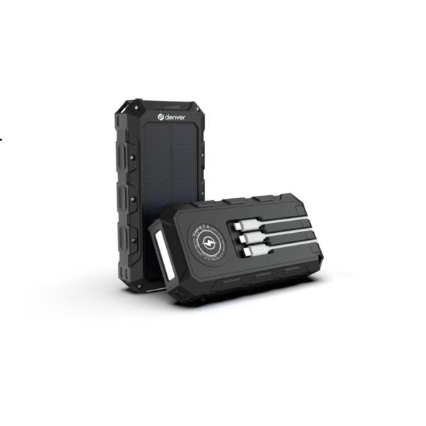 The DENVER PSQ-20008 Solar Power Bank features a 20,000mAh capacity, offering reliable power for smartphones, tablets, and other devices.