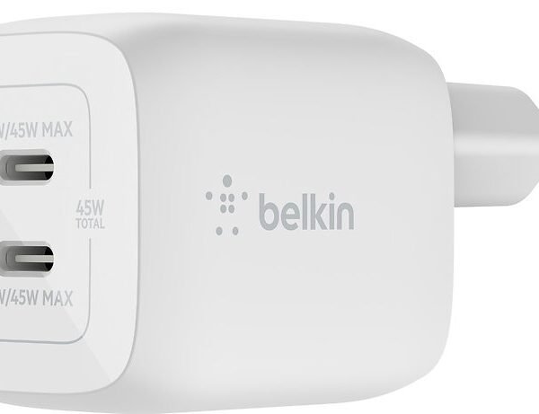 The Belkin 45W Dual USB-C Charger is a versatile charging solution that allows you to charge two USB-C devices simultaneously.
