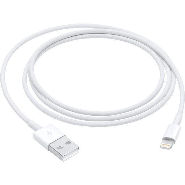 The APPLE Lightning to USB Cable (1 m) is a high-quality cable designed for charging and data transfer between Apple devices and USB-equipped computers or power adapters.